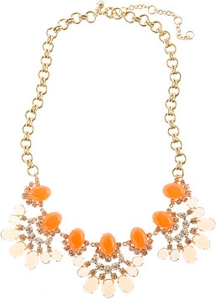 J.crew Cabochon Fan Necklace in Orange (peach blossom) - Lyst