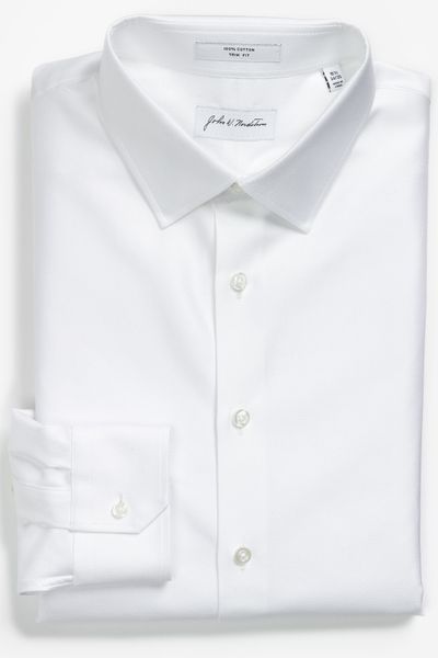 John W. NordstromÂ® Trim Fit Dress Shirt in White for Men