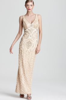 Sue Wong Embellished Gown V Neck - Lyst