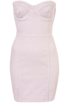 Topshop Lilac Denim Cup Bandeau Dress - Lyst
