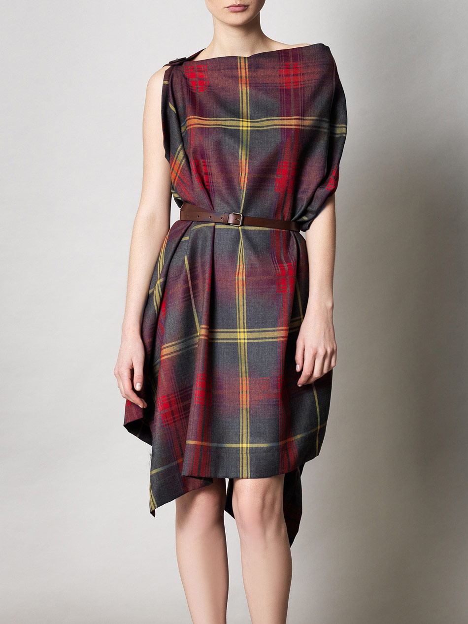 Vivienne Westwood Anglomania Tartan Rectangle Dress in Multicolor (grey