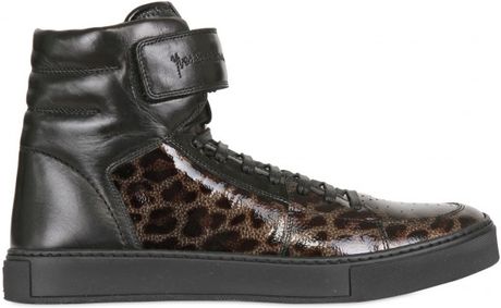 Yves Saint Laurent Malibu Velcro Leo Print Leather Sneakers in Black for Men - Lyst