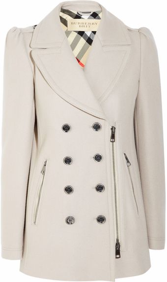 Burberry Brit Double Breasted Wool Blend Coat - Lyst