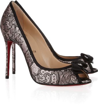 Christian Louboutin Milady 100 Chantilly Lace and Satin Peeptoe Pumps - Lyst