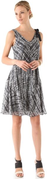 Dkny Pure Dkny Vneck Flutter Hem Dress in Black - Lyst