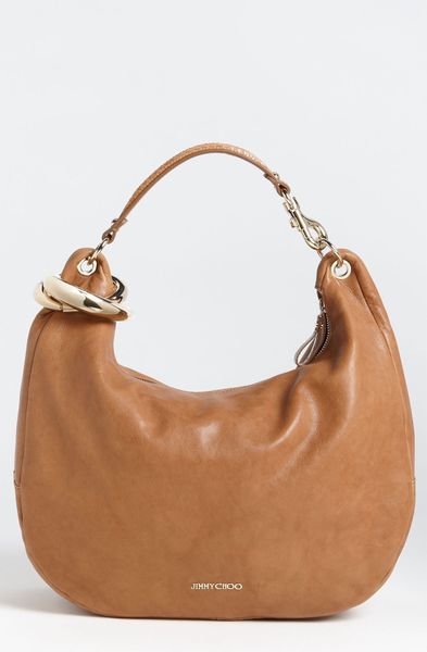 Jimmy Choo Solar Calf Large Leather Hobo in Brown (tan) - Lyst