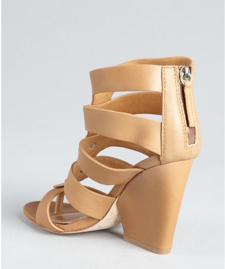 tan caged heeled sandals