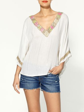 Love Sam Embellished Slit Back Blouse - Lyst