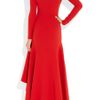 Michael Kors Asymmetric Stretch Woolcrepe Gown in Red - Lyst