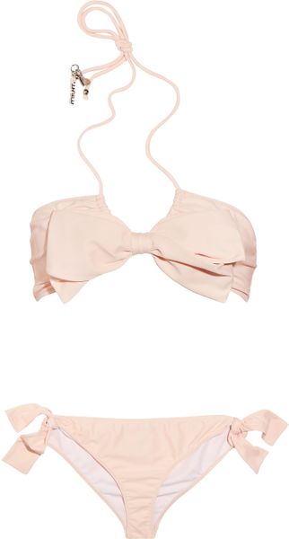 Miu Miu BowEmbellished Halterneck Bikini in Pink (blush) - Lyst