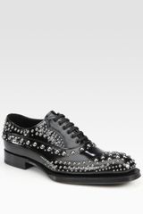 Prada Spazzolato Studded Wingtip Laceup