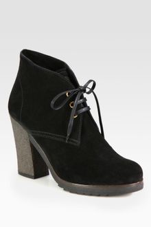 Prada Suede Lace-Up Platform Ankle Boots - Lyst