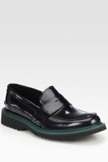 Prada Spazzolato Bi Color Penny Loafer - Lyst