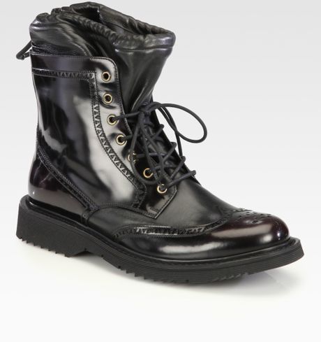 Prada Spazzolato Wingtip Laceup Boot in Purple for Men - Lyst