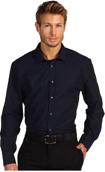 Versace Long Sleeve Subtle Jacquard Button Down Shirt in Blue for Men (v) - Lyst