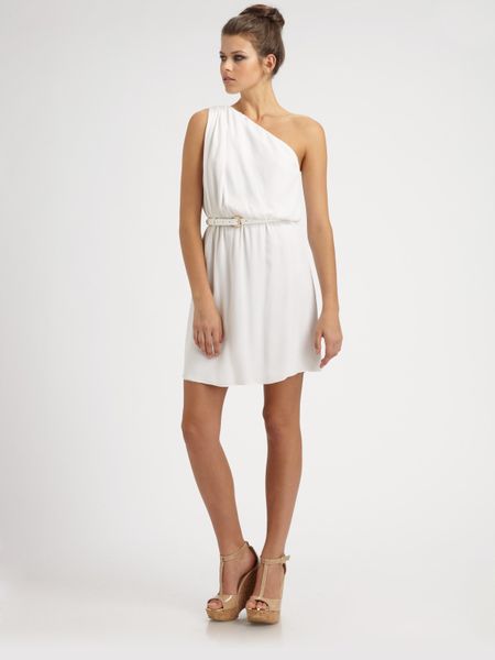Alice + Olivia Linds Oneshoulder Silk Dress in White - Lyst