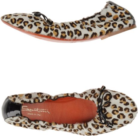 Santoni Ballet Flats in Animal (ivory) - Lyst