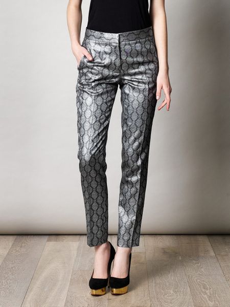 Stella Mccartney Alfred Brocade Trousers in Silver - Lyst