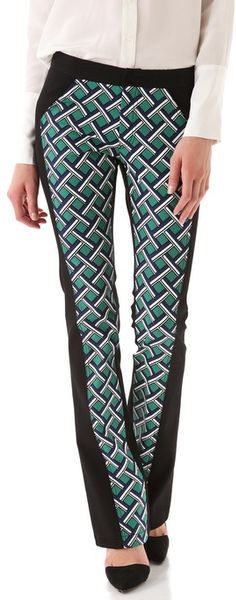 10 Crosby By Derek Lam Seamed Lattice Print Pants in Green - Lyst