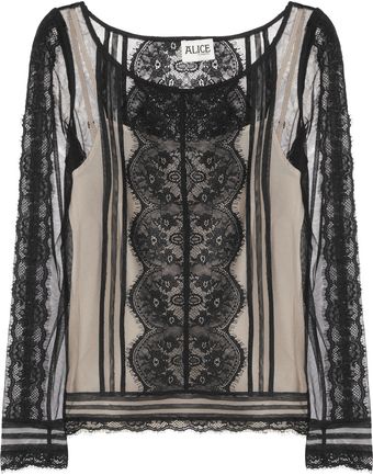 Alice By Temperley Lottie Lace Appliquéd Mesh Top - Lyst