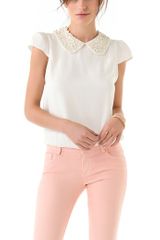 Alice + Olivia Bali Beaded Collar Top