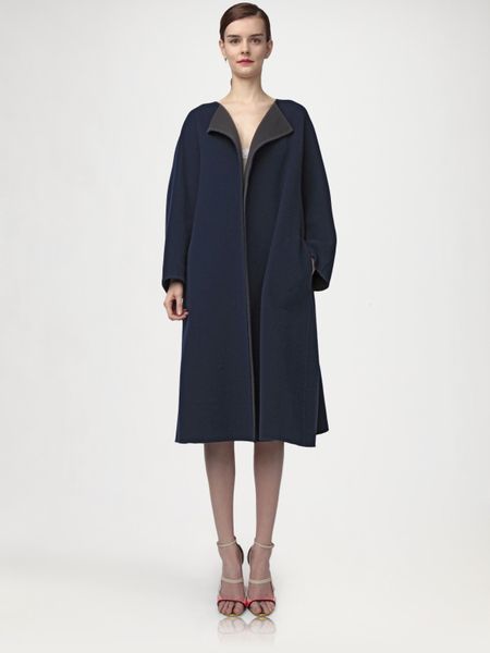 Jil Sander Bicolor Wool Coat in Blue (multi) - Lyst