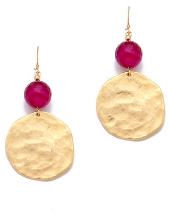 Kenneth Jay Lane Cherry Agate Gold Coin Earrings - Lyst