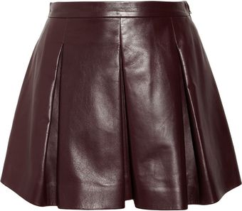 Miu Miu Pleated Leather Skirt - Lyst