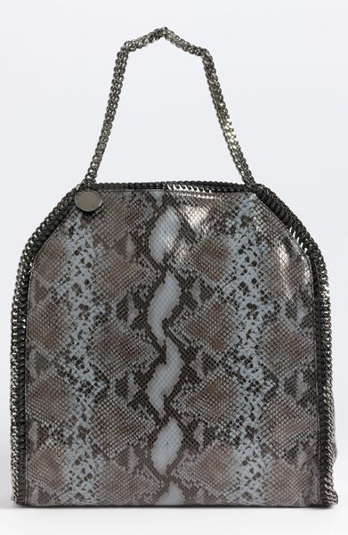 Stella Mccartney Falabella Big Faux Python Tote in Blue (teal) - Lyst