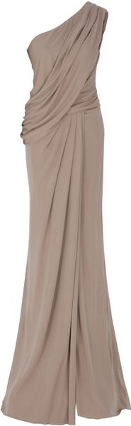 Elie Saab One Shoulder Draped Gown in Beige (black) - Lyst