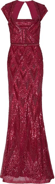 Elie Saab Cap Sleeve Beaded Gown - Lyst