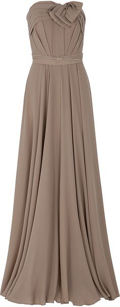 Elie Saab Strapless Bow Gown in Brown (nude) - Lyst