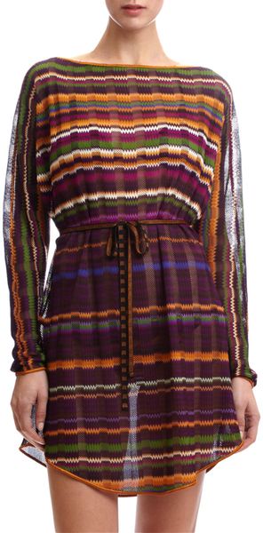 Missoni Belted Dress in Multicolor (purple) - Lyst