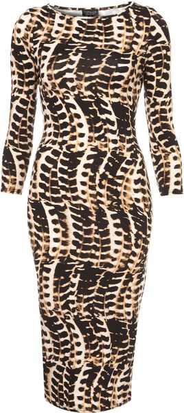 Topshop Tribal Animal Bodycon Midi Dress - Lyst