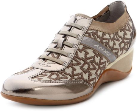 Dkny Piri Wedge Sneakers in Brown (chino logo) - Lyst