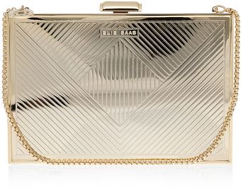 Elie Saab Gold Metallic Box Clutch Bag - Lyst