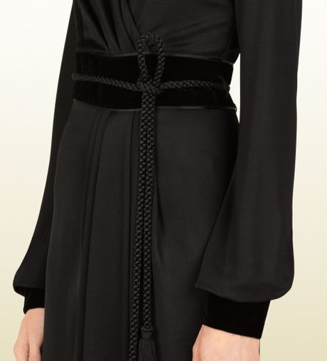 Gucci Shiny Viscose Jersey Dress with A Cord Belt in Black | Lyst