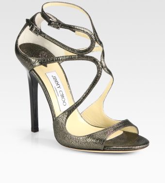 Jimmy Choo Lance Metallic Leather Sandals - Lyst