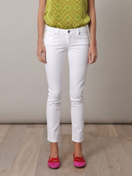 Paige Skyline Skinny Jeans in White - Lyst