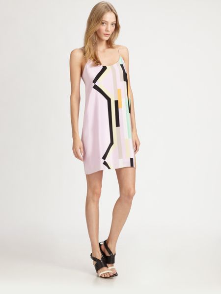 Tibi Arizona Printed Silk Slip Dress in Pink - Lyst