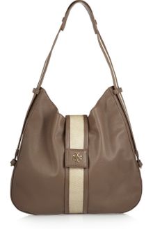 Tory Burch Patty Texturedleather and Canvas Hobo Bag - Lyst