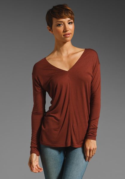 Vince Double V Tee in Brown (henna) - Lyst