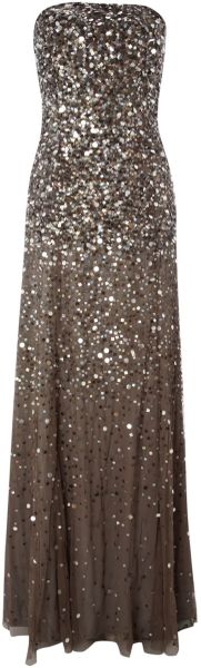 Adrianna Papell Strapless Beaded Long Dress - Lyst