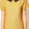 Asos Collection Asos Top With Daisy Print And Crochet Collar in Yellow (multi) - Lyst