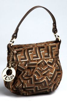Fendi Tobacco and Gold Zucca Canvas Leather Mini Shoulder Bag - Lyst