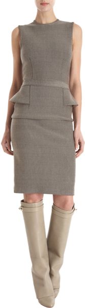 Givenchy Peplum Back Dress in Gray (gold) - Lyst