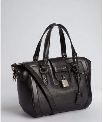 Jimmy Choo Black Leather Gaia Convertible Top Handle Small Satchel - Lyst