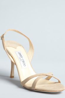 Jimmy Choo Champagne Dotted Glitter Leather India Cross Strap Sandals - Lyst