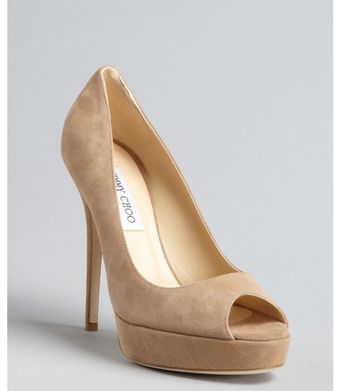 Jimmy Choo Nude Suede Sue Platform Peep Toe Pumps - Lyst