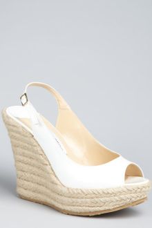 Jimmy Choo White Patent Leather Polar Espadrille Slingback Wedges - Lyst